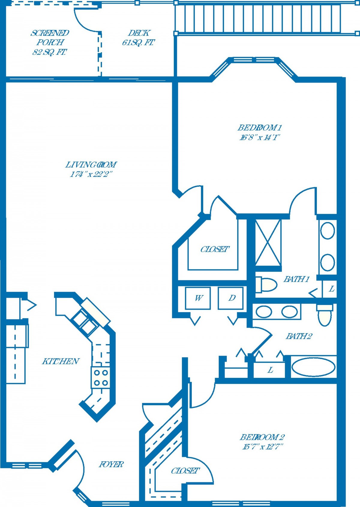 A detailed floor plan of an apartment showing the layout of rooms and facilities.