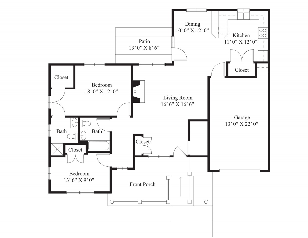 A detailed floor plan of a residential home, illustrating the layout of rooms including living areas, bedrooms, kitchen, and garage.