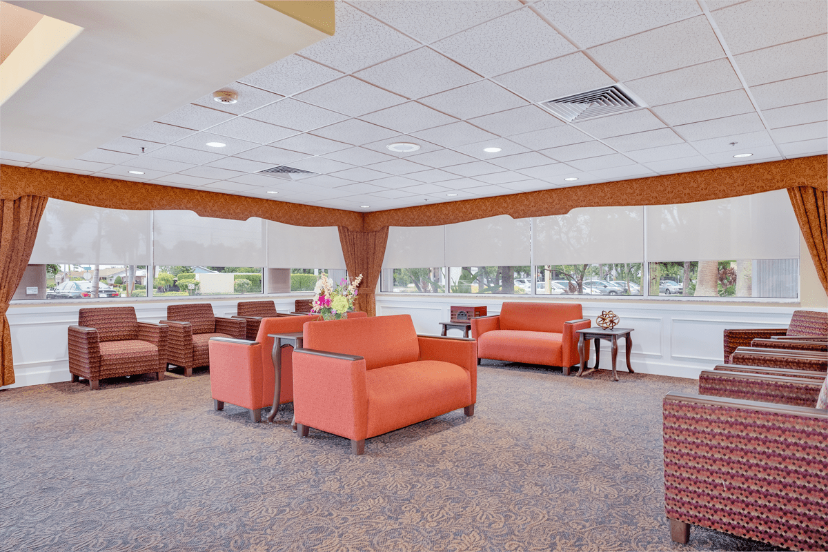 Bright and spacious lobby area with comfortable seating.