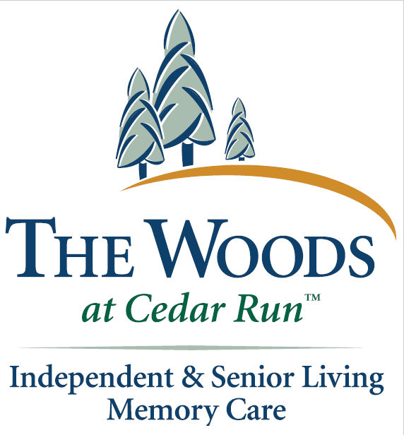 Logo for The Woods at Cedar Run, offering independent and senior living with memory care services.