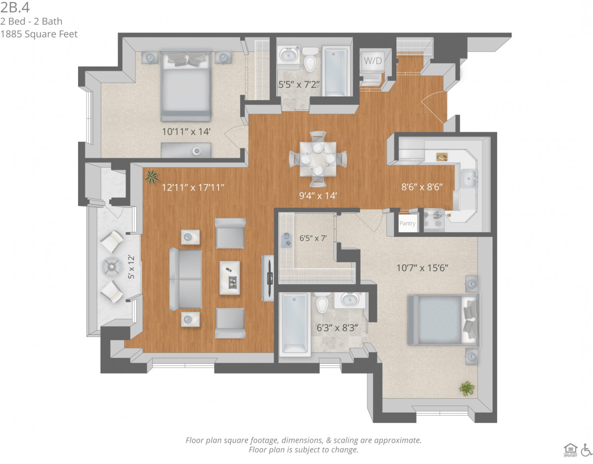 A detailed floor plan of an apartment featuring multiple rooms including a living area, kitchen, and bedrooms.