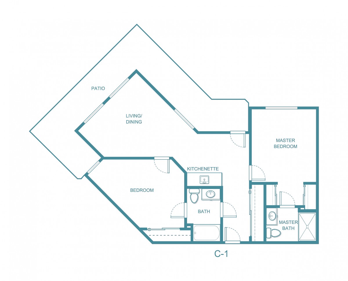 A blueprint of a residential unit showcasing the layout and room dimensions.