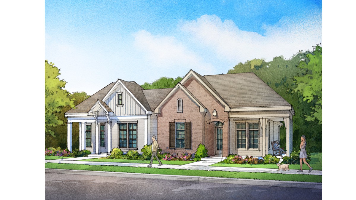 A picturesque suburban house with a well-maintained yard.