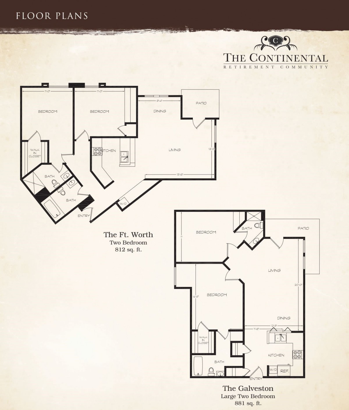 Floor plan of a residential apartment from The Continental Apartments.