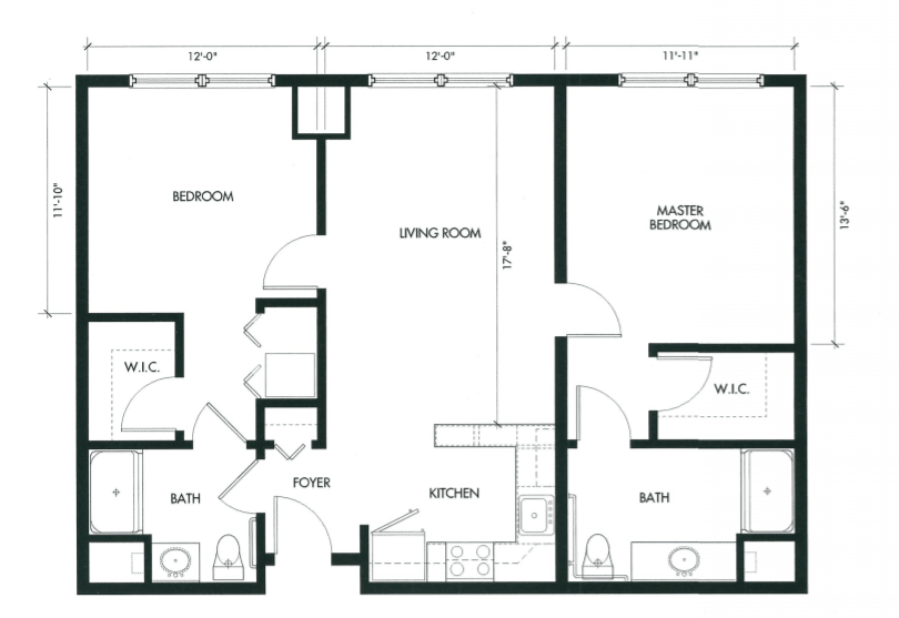 A detailed floor plan showing the layout of an apartment with labeled rooms.