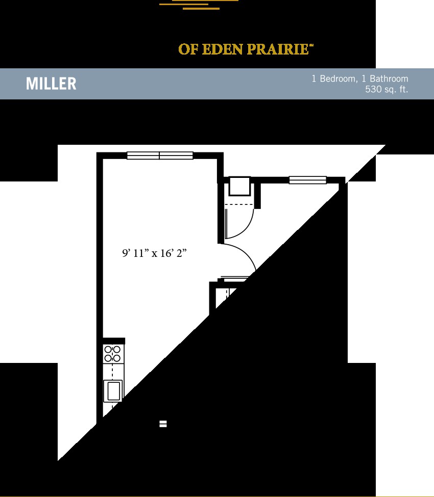 A simple floor plan layout for an apartment unit.
