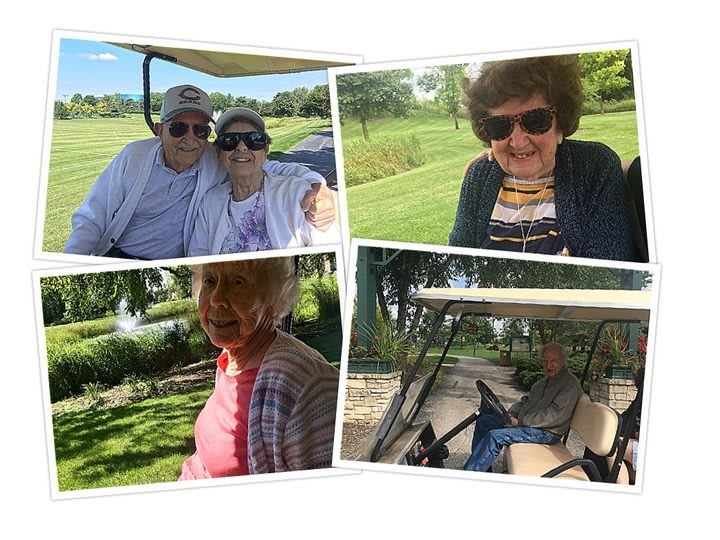 A group of seniors enjoying a day at the golf course.