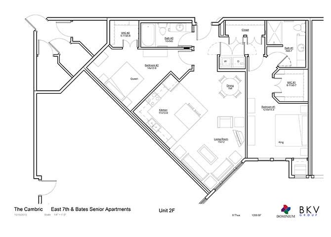 Architectural floor plan of a multi-room apartment unit.