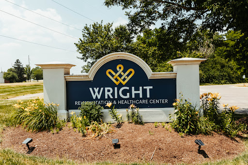 Wright Rehabilitation and Healthcare Center sign at the entrance.