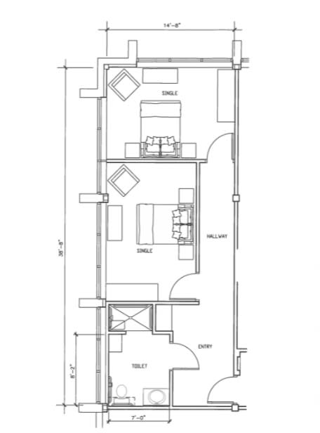 A detailed architectural floor plan showcasing the layout of a building.