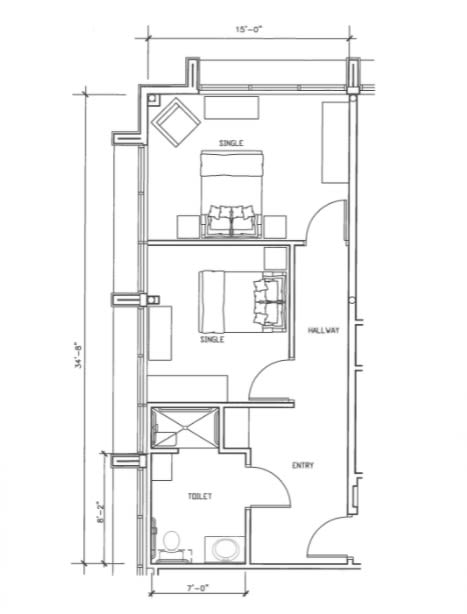 Architectural floor plan depicting the layout of a residential space.