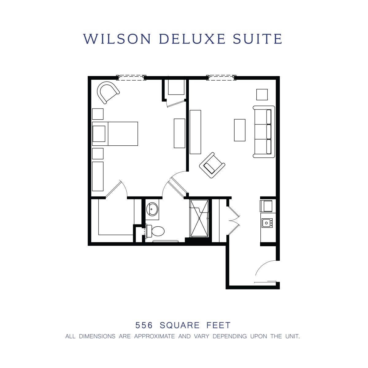 Floor plan of the Wilson Deluxe Suite, showcasing its room layout and design.