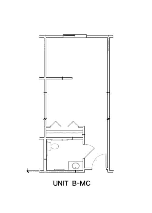 A blueprint of a unit floor plan labeled 'Unit B, MO'.
