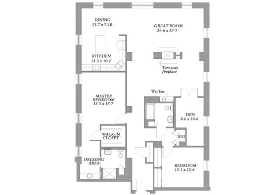 A detailed floor plan of a house, showcasing room dimensions and layout.