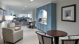 A modern lobby interior with comfortable seating and stylish decor.