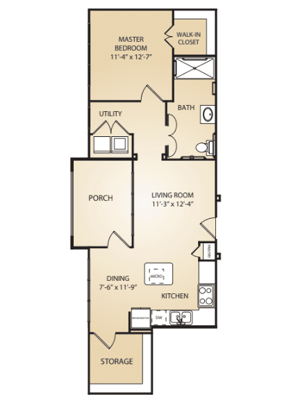 A detailed floor plan layout of an apartment.
