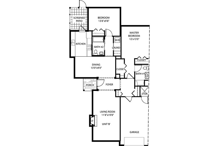 A detailed floor plan of a residential property, showing various rooms and their arrangement.