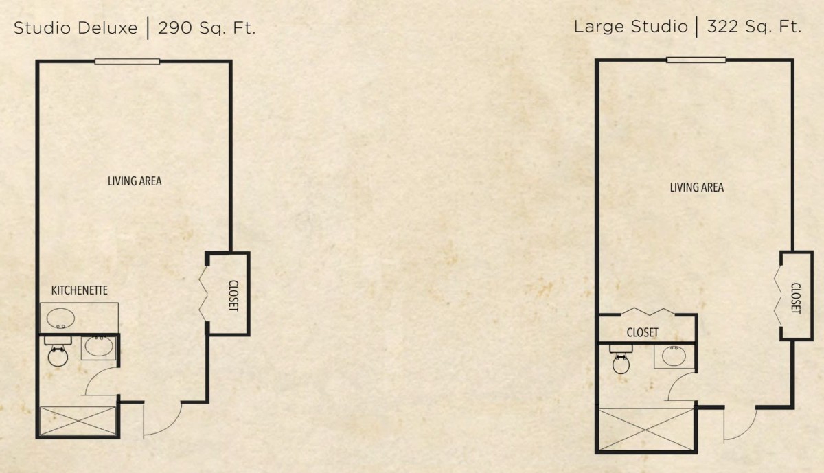 A comparison of two floor plans with different square footage.