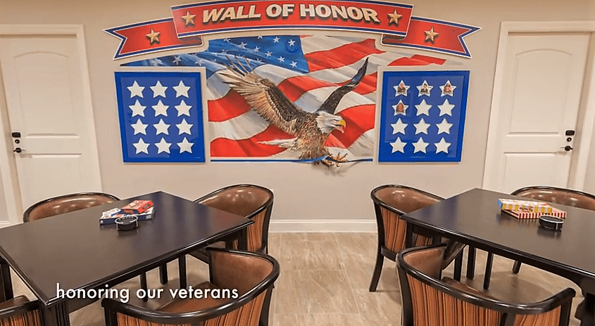 A patriotic Wall of Honor dedicated to veterans, featuring an eagle and American flag design.