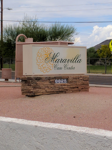 Entrance sign for Maravilla, indicating a community or residential area.