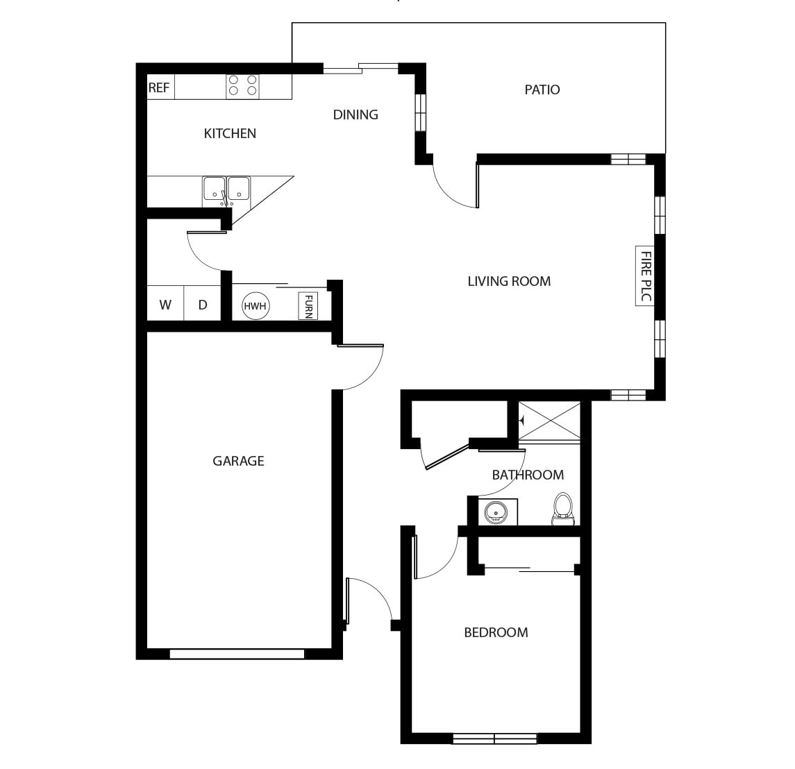 Architectural floor plan layout of a residential space.