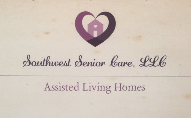 Logo of Southwest Senior Care, LLC featuring a heart symbol with the text 'Assisted Living Homes' underneath.