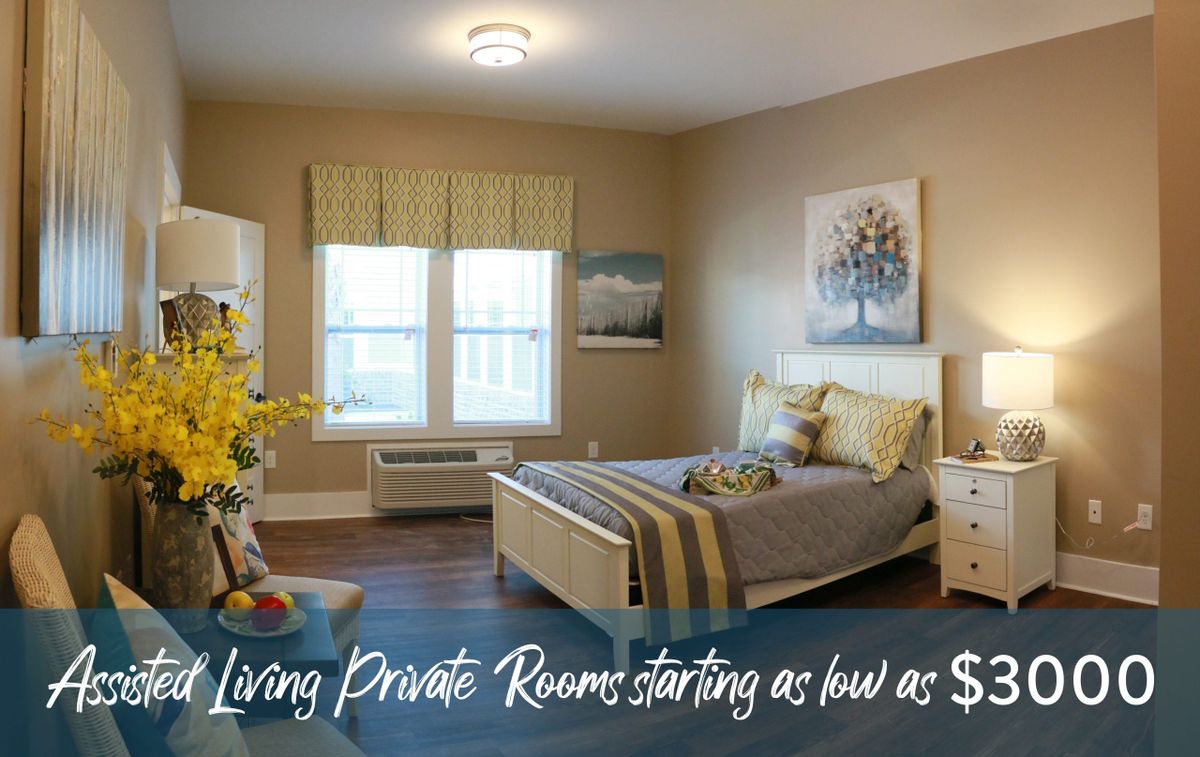 A cozy senior living private room with tasteful decor and comfortable furnishings.