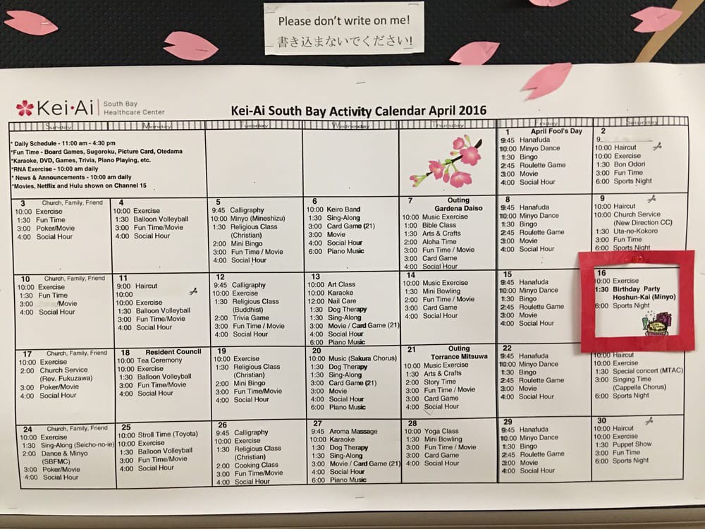 Activity calendar for KPU Richmond Campus listing events and activities for April 2018.