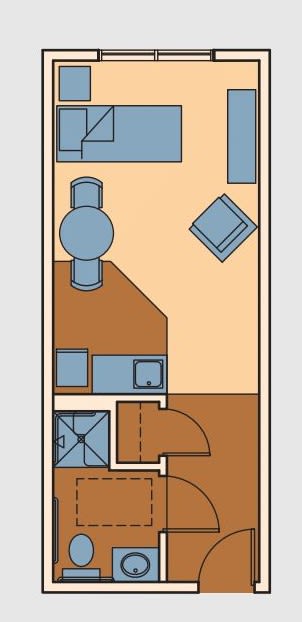 A simple floor plan showcasing furniture arrangement and room layout.