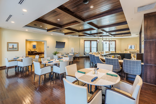 A modern and inviting dining area featuring elegant design elements.