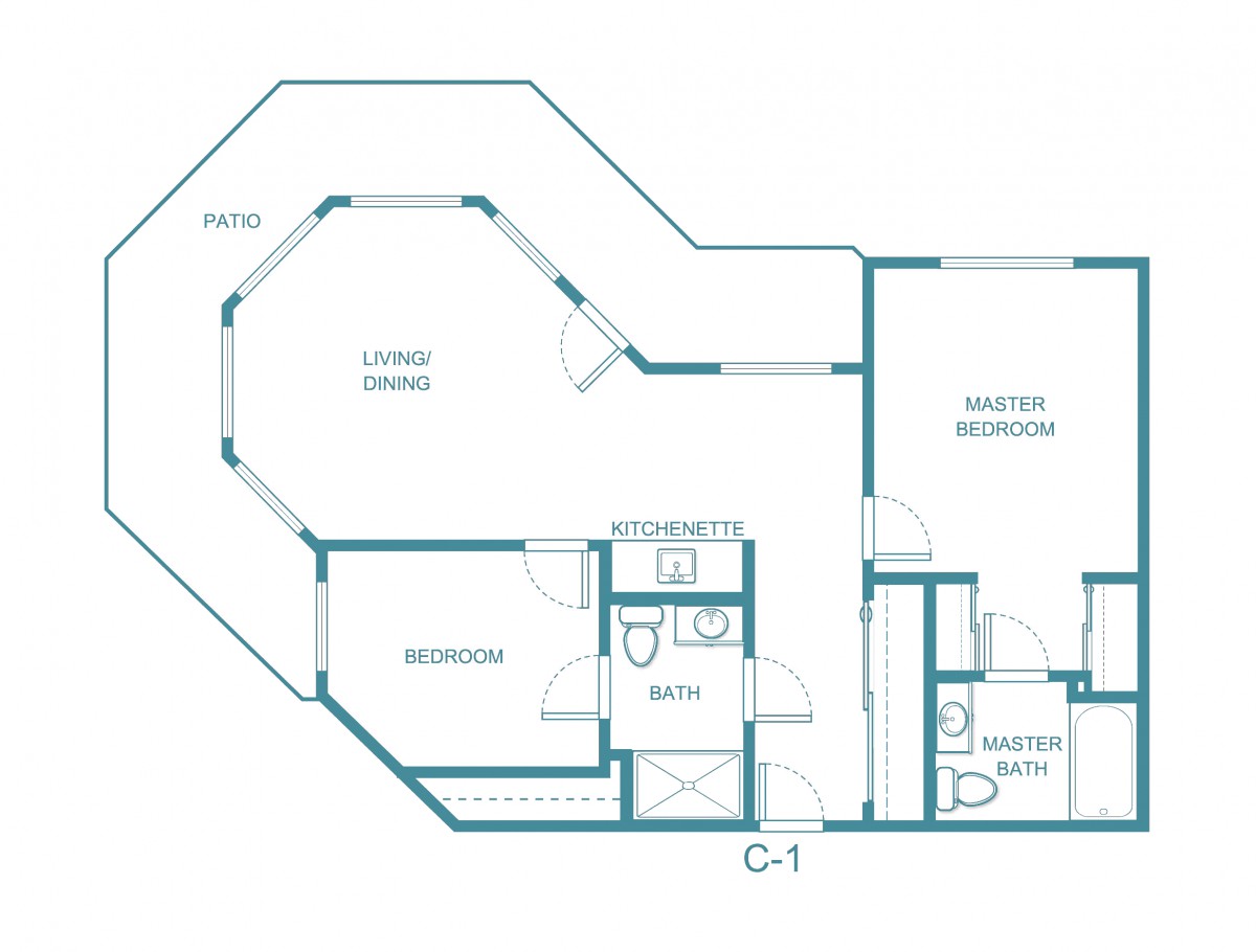 A detailed floor plan of a two-bedroom apartment.
