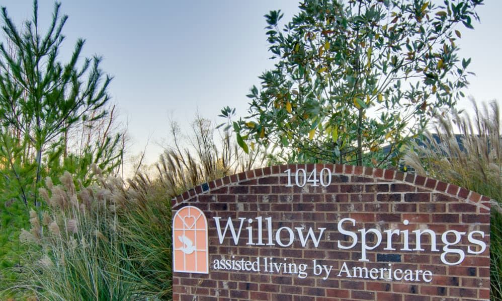 Entrance sign for Willow Springs Assisted Living.