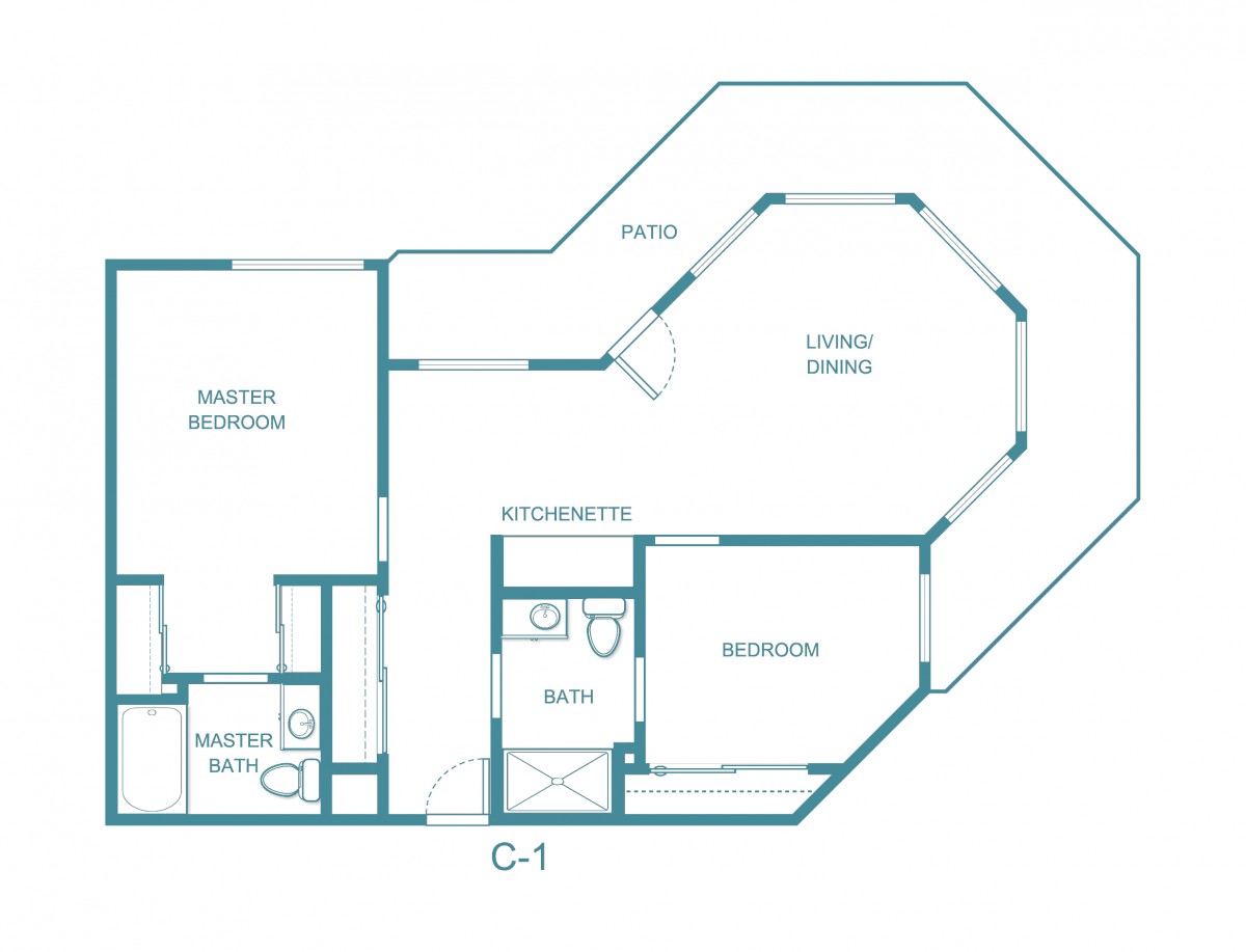Blueprint of an apartment floor plan showing room layout and dimensions.