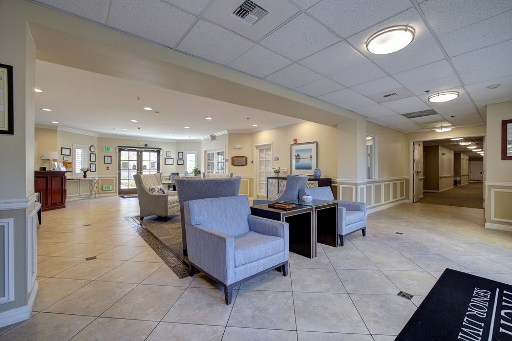 A modern lobby with comfortable seating and contemporary decor.