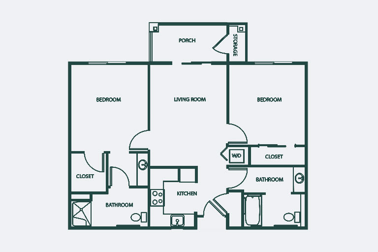 Blueprint of a multi-room apartment layout.