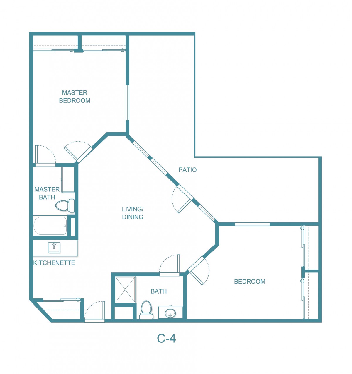 Blueprint of a residential apartment featuring multiple rooms and amenities.