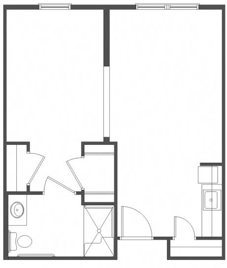 A simple architectural floor plan layout.