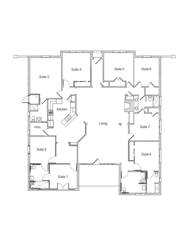 A detailed floor plan of a house showing multiple rooms and spaces.