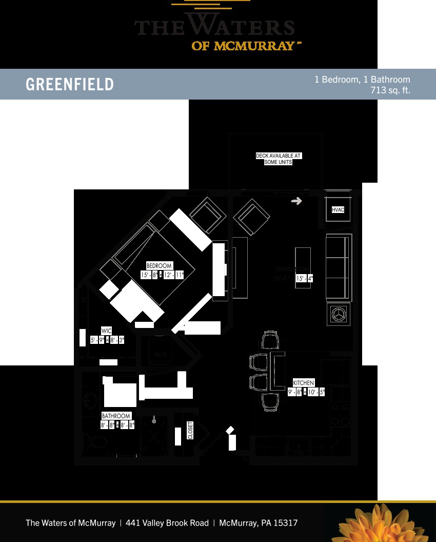Blueprint layout of the Greenfield building, showing room arrangements and structural design.
