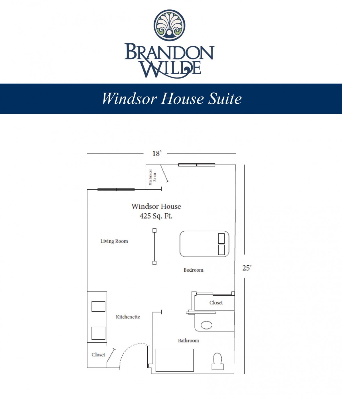 Windsor House Suite floor plan at Brandon Wilde.