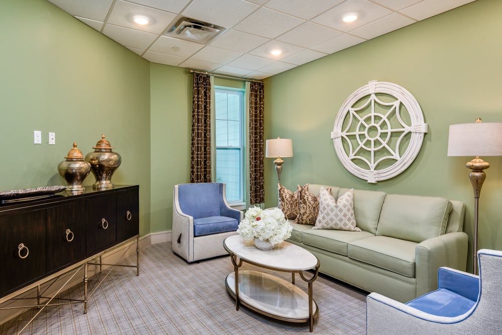 A cozy living room with stylish decor and comfortable furniture.