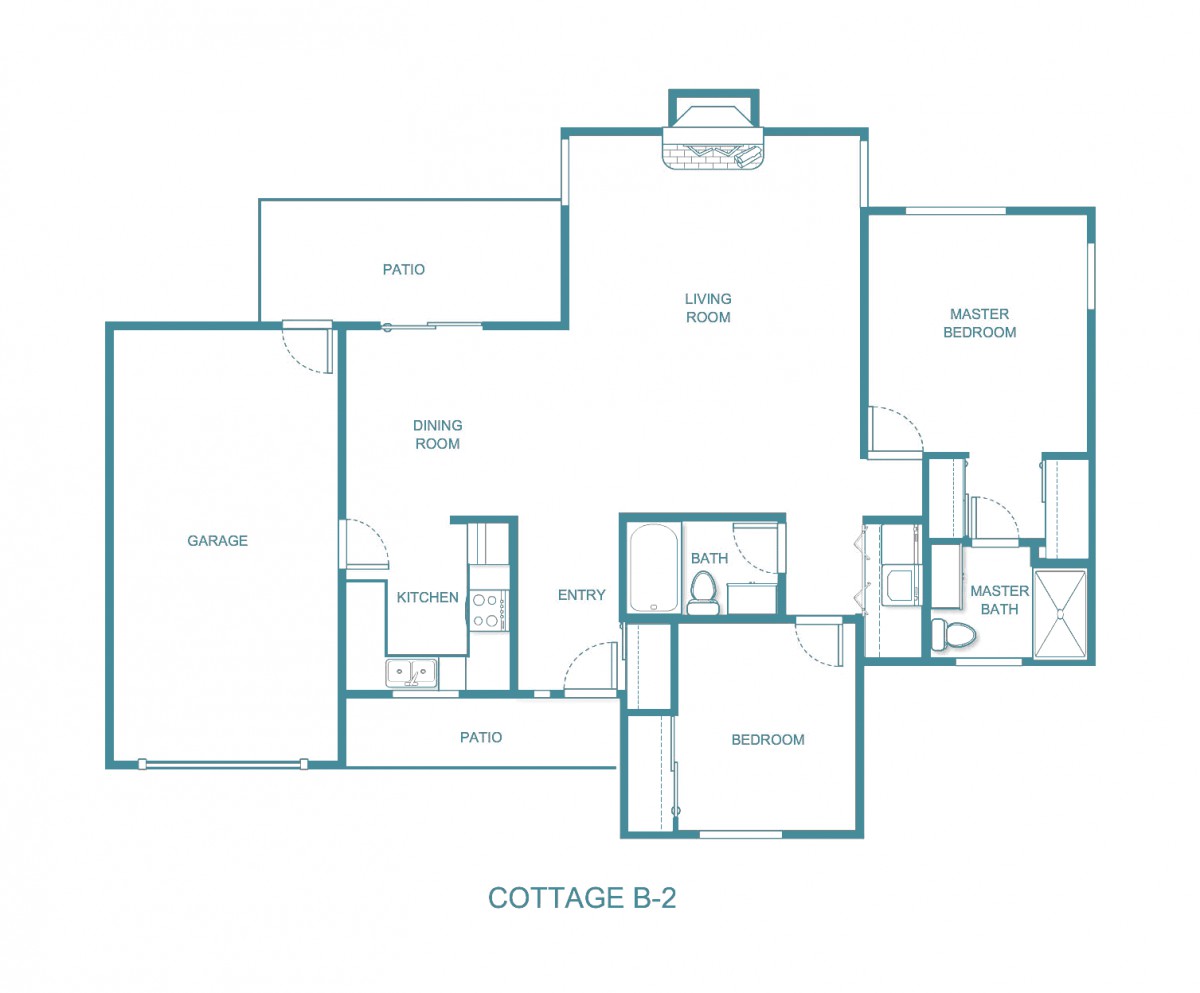 Blueprint of Cottage #2 showcasing its room layout and dimensions.