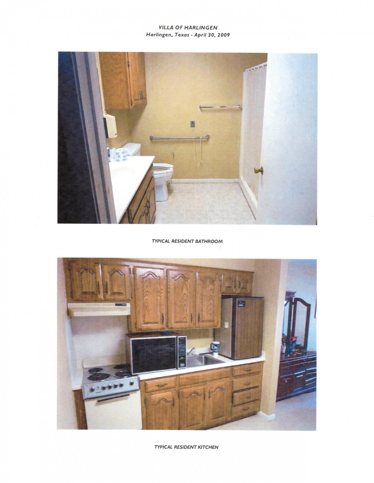 Images depicting a bathroom and a kitchen interior.