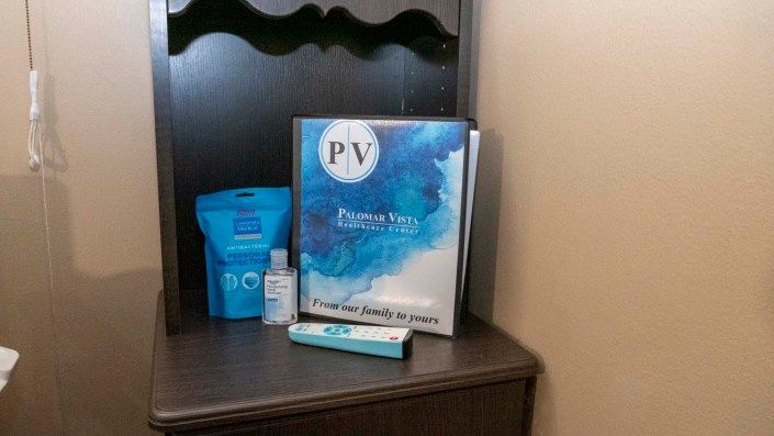 A brochure and product display at a healthcare clinic.