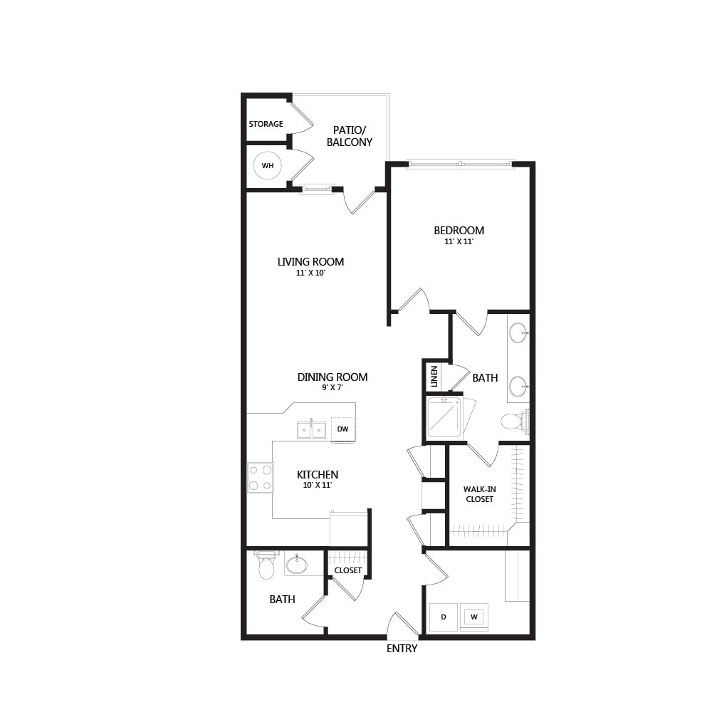 A detailed floor plan showcasing the layout of a residence, including rooms and designated areas.