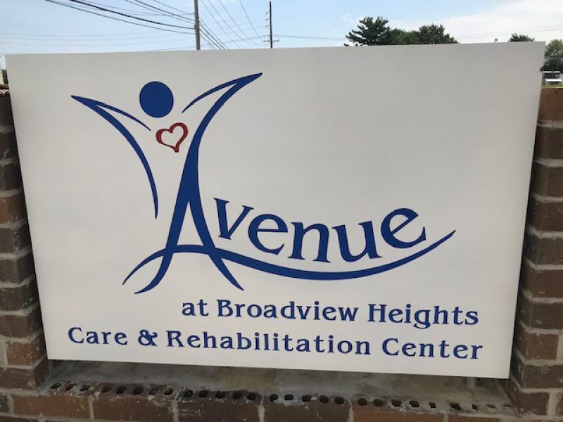 Sign for Avenue at Broadview Heights Care & Rehabilitation Center.