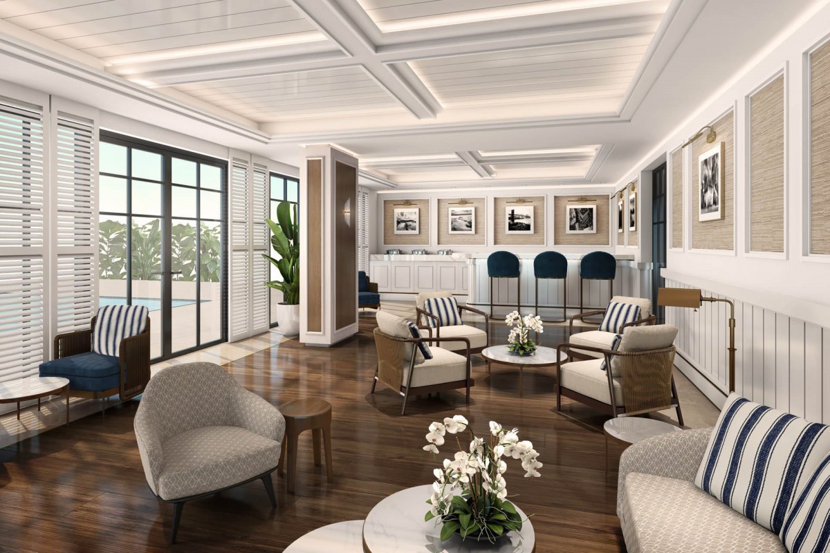 A modern and elegantly designed lounge area with comfortable seating and stylish decor.