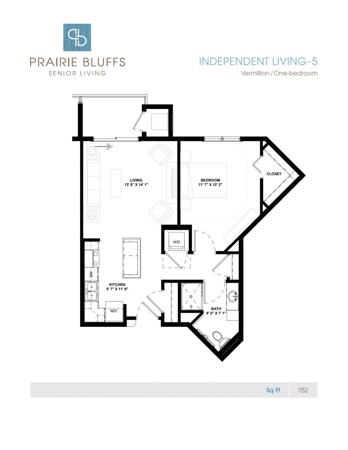 Floor plan of Prairie Bluffs Independent Living Unit A.