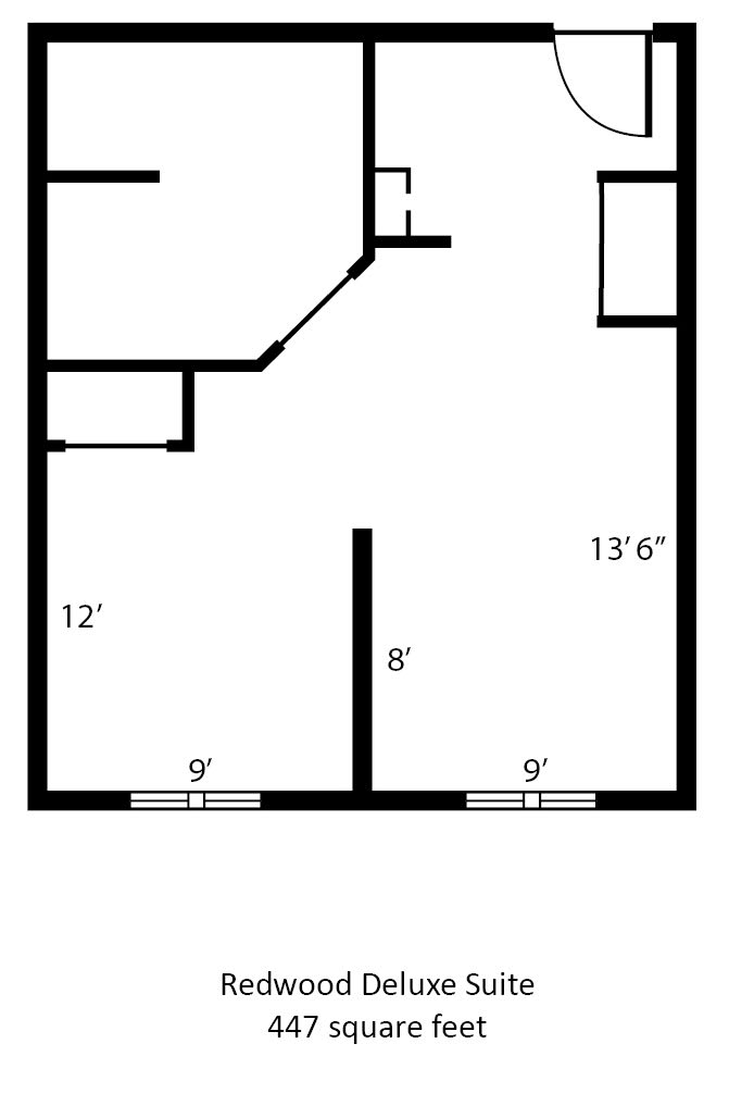 A simple floor plan showing room dimensions and layout.