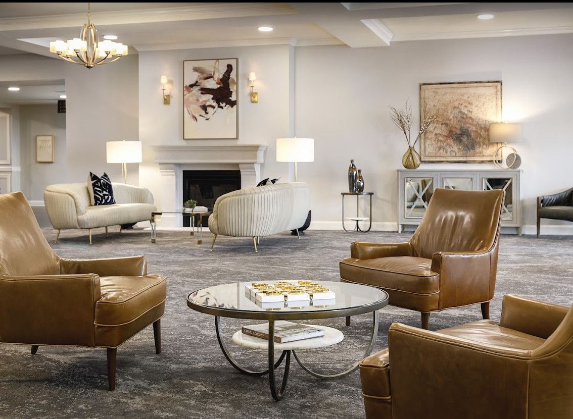 A modern living room with stylish furniture and elegant decor.